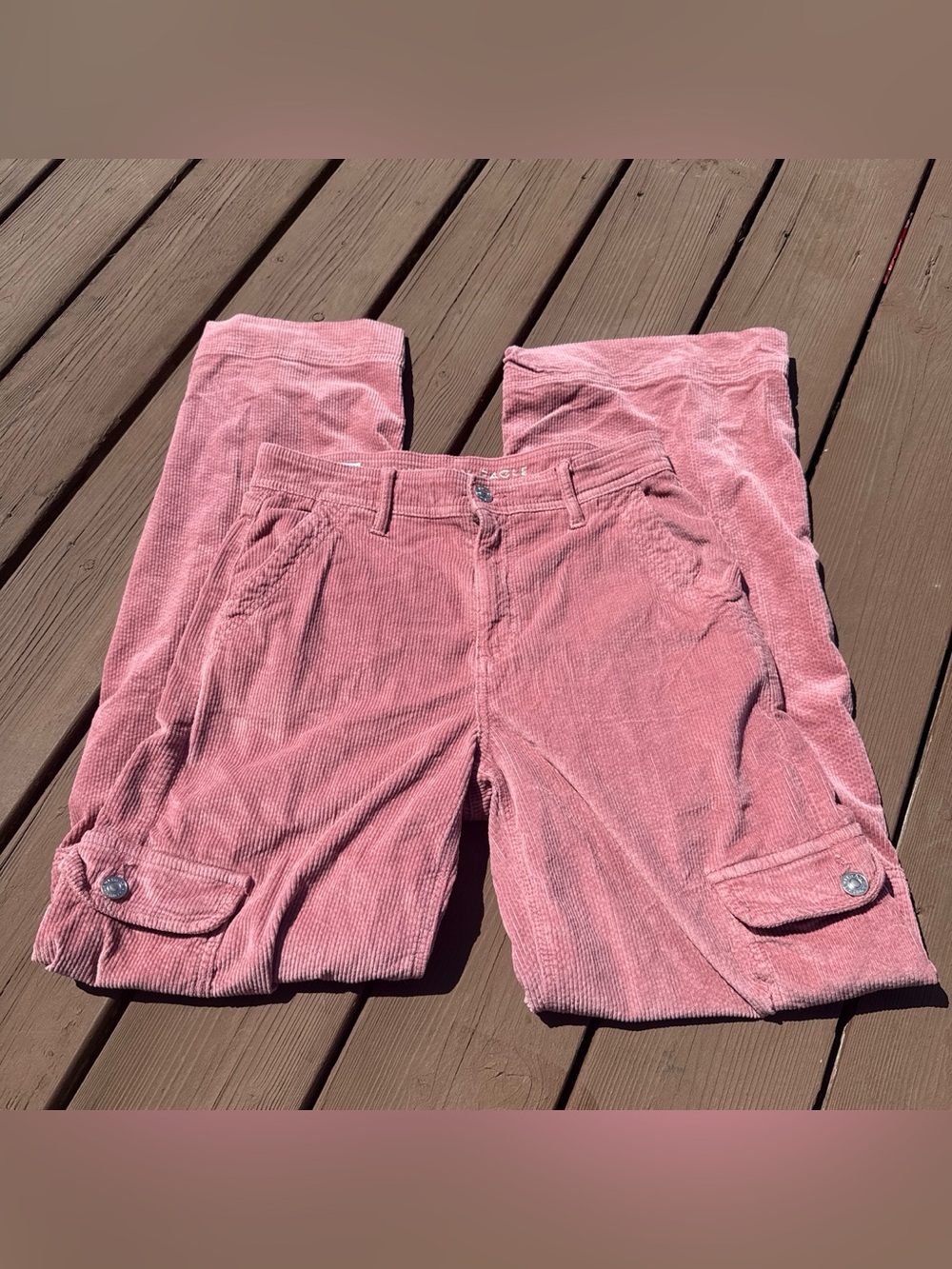 American Eagle Outfitters Rose Pink Corduroy Wide Leg Jeans